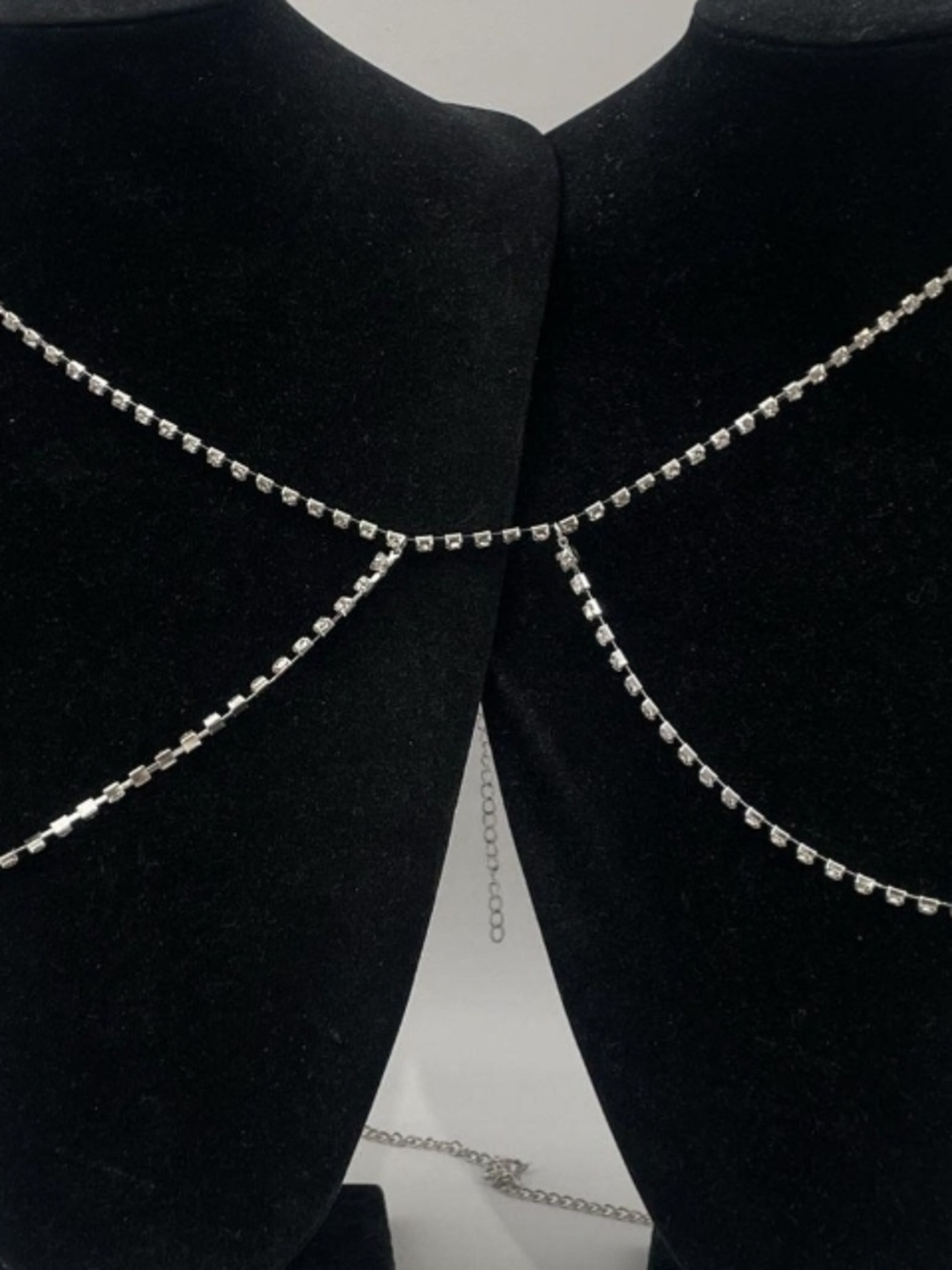 Rhinestone Body Chain Harness - Silver